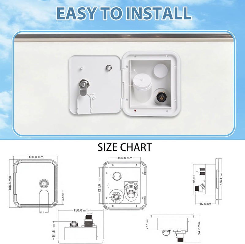 Spoliaccio Premium rv Water Inlet Replacement with Gravity Flow,Quick-Connect-Durable Anti-Aging Material, Pure Brass Connector, and Easy-Access Pipe Door-City Water Connection for rv (White) - Image 4